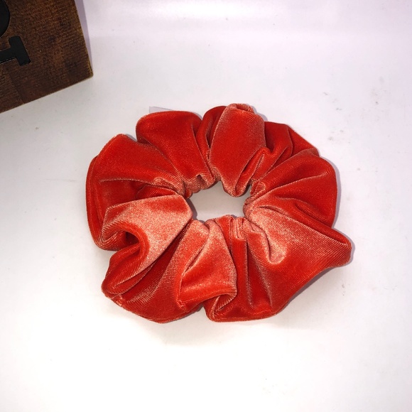 Orange Stretch Velvet Hair Scrunchie Hair Accessory - Picture 6 of 10